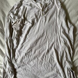 Suitsupply Cream Long Sleeve Henley Button-Front Shirt